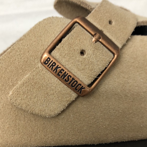 NWT Women's Latte Cream Suede Birkenstock Boston Shoes - Narrow Fit - Picture 6 of 8
